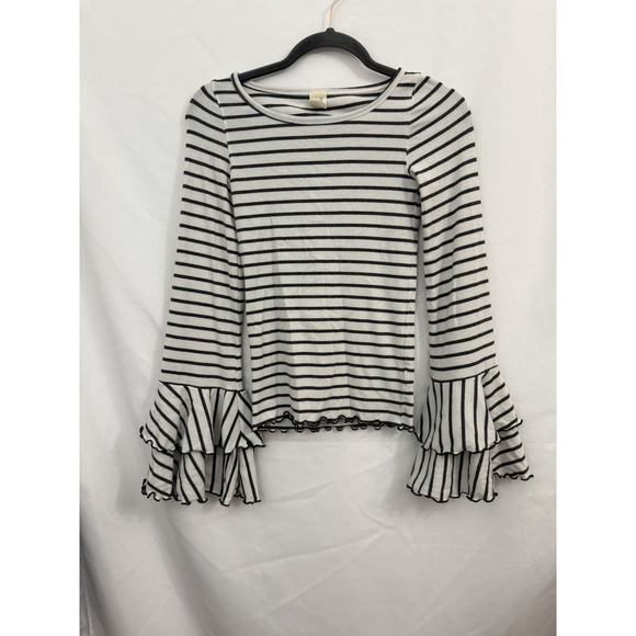We the Free People Good Find Womens Blouse Size XS Striped Ruffle Bell Sleeve - Picture 1 of 7